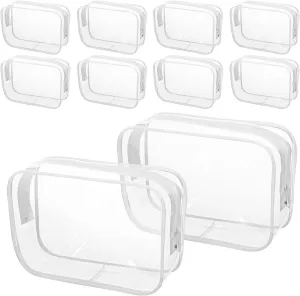 10 Pcs Clear Makeup Bags, Pvc Transparent Zipper Pouches for Cosmetics & Toiletries, Travel Organizer Bags for Women, Waterproof and Dustproof