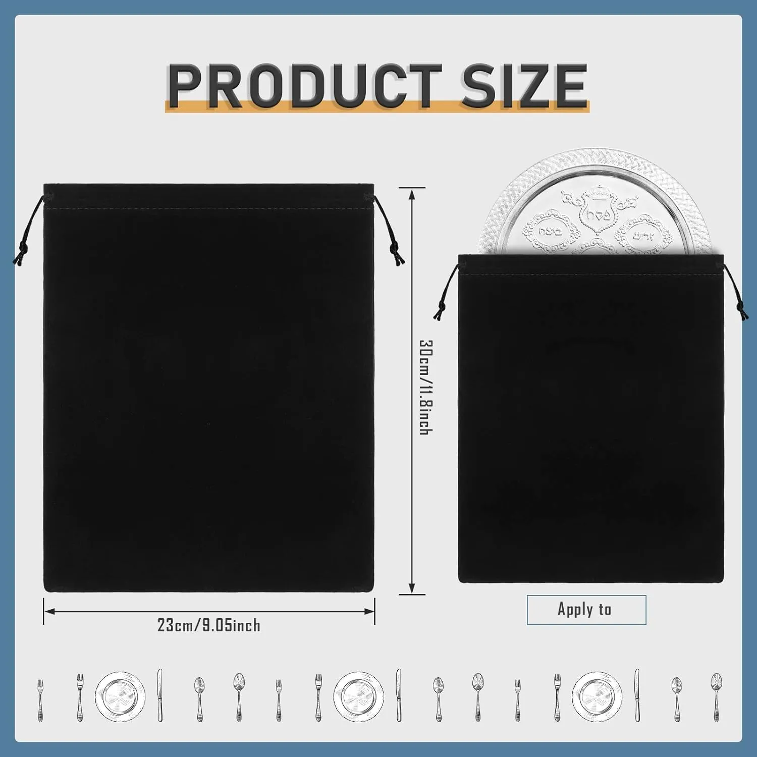 10 Pcs Silver Storage Bags, 9 x 11.8 Inch Fabric Cloth Anti Tarnish Bags for Silver Jewelry Silverware Protection Flatware Silverplate Tarnish Cleaning(Black)