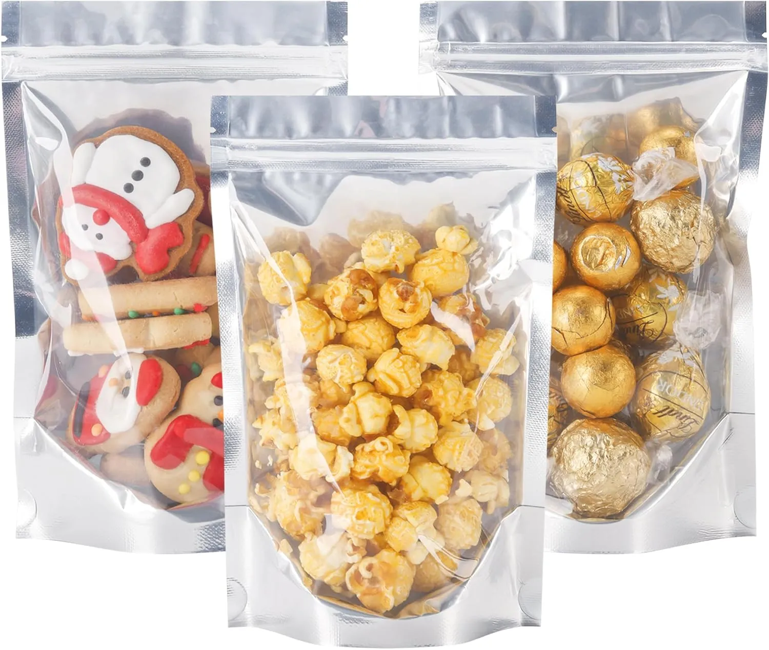100 PACK Mylar Bags for Food Storage and Resealable for Small Business Packaging Supplies Great for Party Favor Food Storage (Silver,5x8Inches)