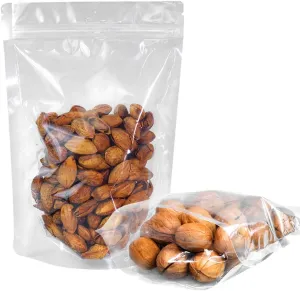 100 Pack Reusable Clear Stand Up Mylar Food Storage Bags, 5.9x8.7 3.2inch, Polyethylene (PE) Mylar Bags Made of Premium PE, Self Seal, BPA Free