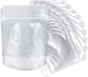 100 Pack Stand Up Pouch Bags, Zip Lock Resealable Plastic Bags for Food Storage, Heat Sealable Packaging Baggies 4 x 5 Inches Clear