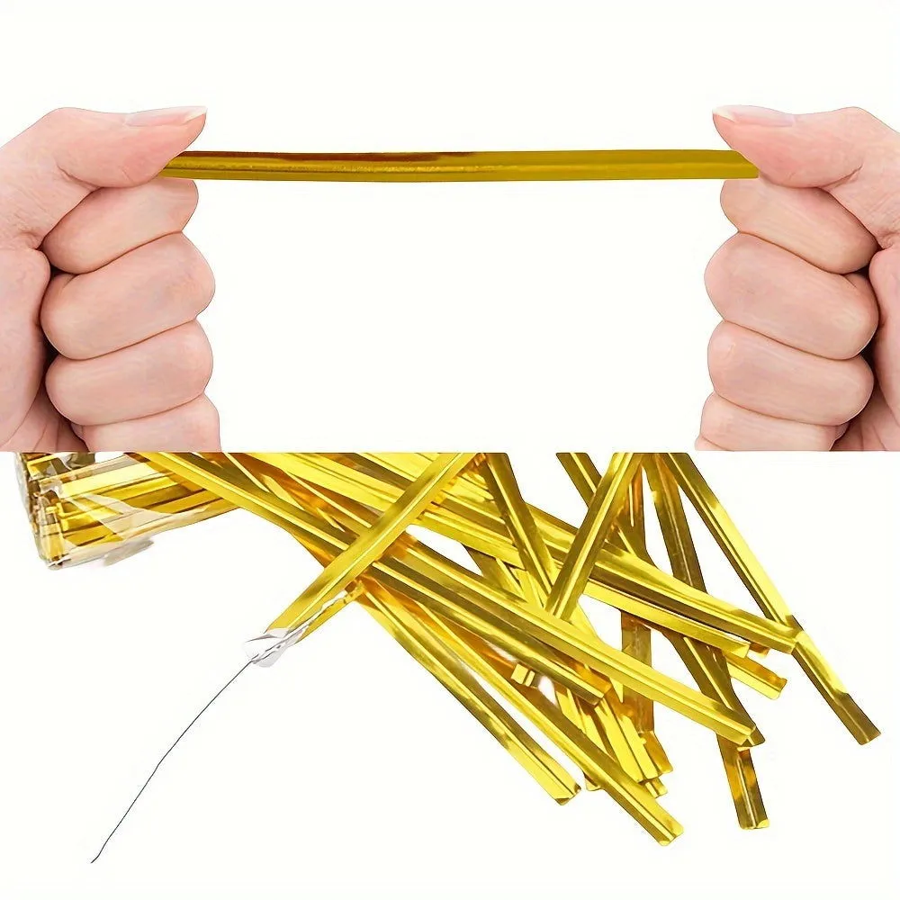 100 Pcs Metallic Twist Ties : Colored Spiral Ties for Cellophane Party Bags and Candy Bags - 10cm/3.97in, Available in 8 Colors