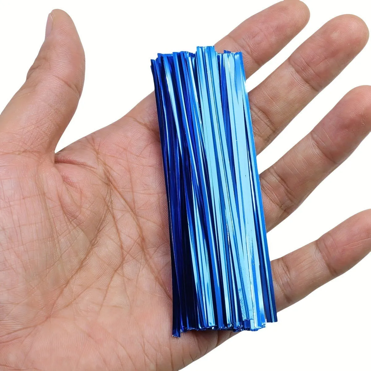 100 Pcs Metallic Twist Ties : Colored Spiral Ties for Cellophane Party Bags and Candy Bags - 10cm/3.97in, Available in 8 Colors