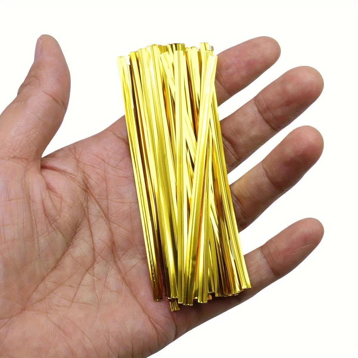 100 Pcs Metallic Twist Ties : Colored Spiral Ties for Cellophane Party Bags and Candy Bags - 10cm/3.97in, Available in 8 Colors