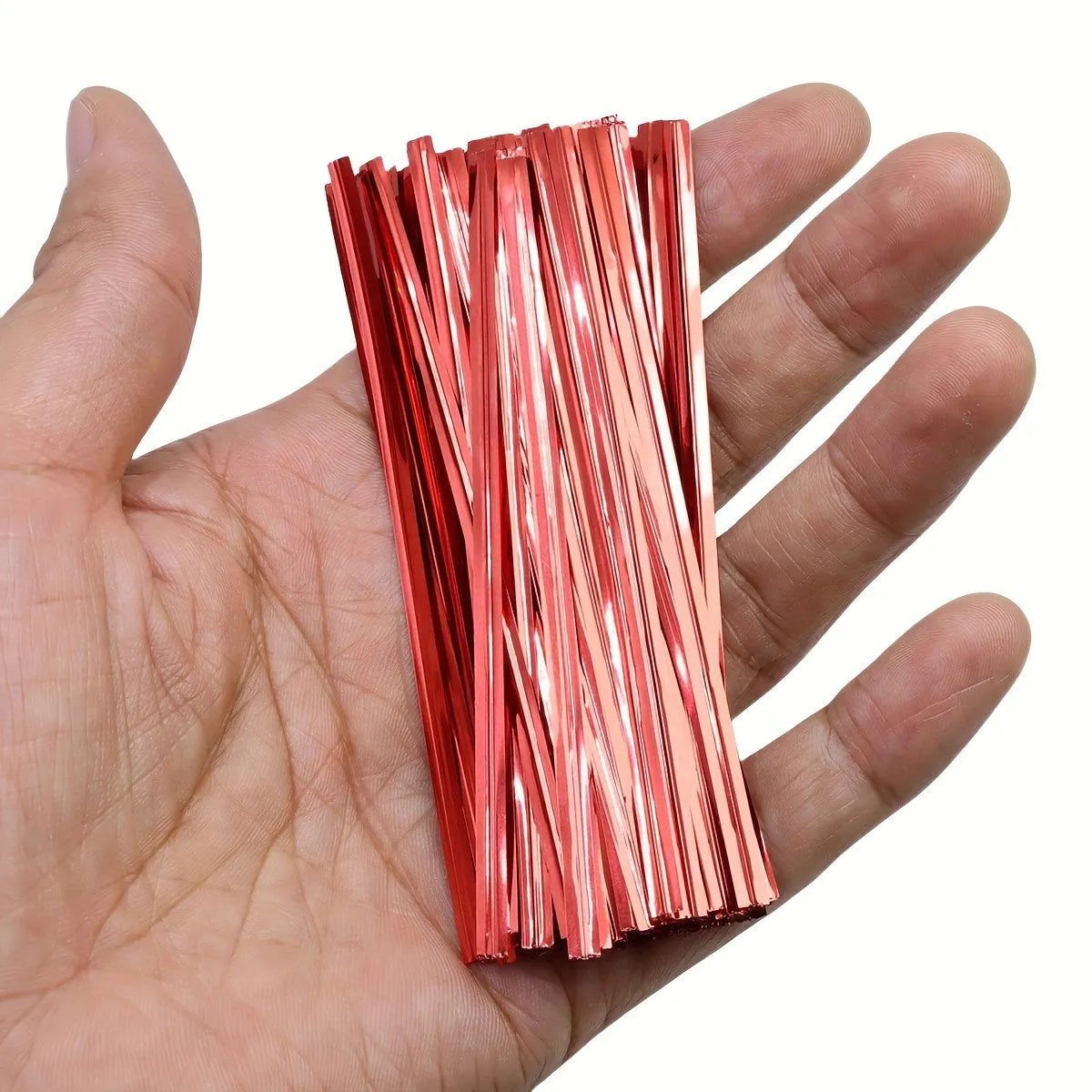 100 Pcs Metallic Twist Ties : Colored Spiral Ties for Cellophane Party Bags and Candy Bags - 10cm/3.97in, Available in 8 Colors