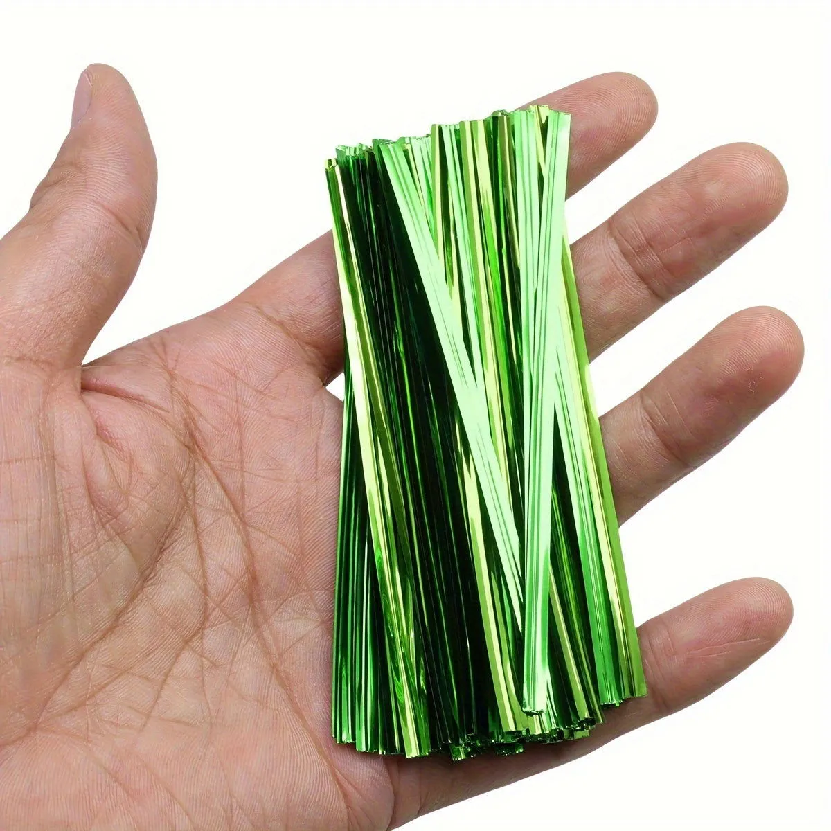 100 Pcs Metallic Twist Ties : Colored Spiral Ties for Cellophane Party Bags and Candy Bags - 10cm/3.97in, Available in 8 Colors