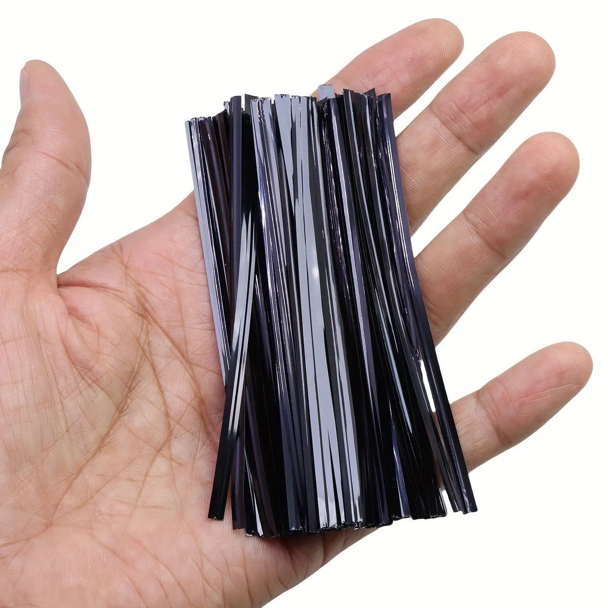 100 Pcs Metallic Twist Ties : Colored Spiral Ties for Cellophane Party Bags and Candy Bags - 10cm/3.97in, Available in 8 Colors