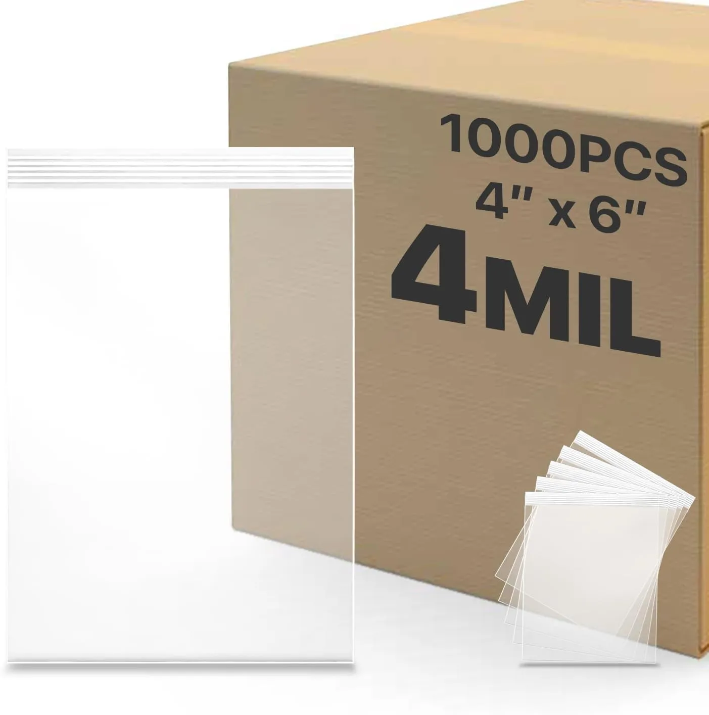 1000-Count, (4" x 6") - 4 Mil Thickness Clear Zipper Reclosable Bag, Zip Bags, Ultra Heavy Duty Lock Seal Poly Plastic Bags for Documents, Clothing, T-Shirt