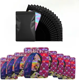 100pcs Mylar Bags, 3.5g Bags, 1 Special Cartoon Pattern, 5 x 4 Inch Resealable Candy Bags, Gummies Bags, Storage Baggies