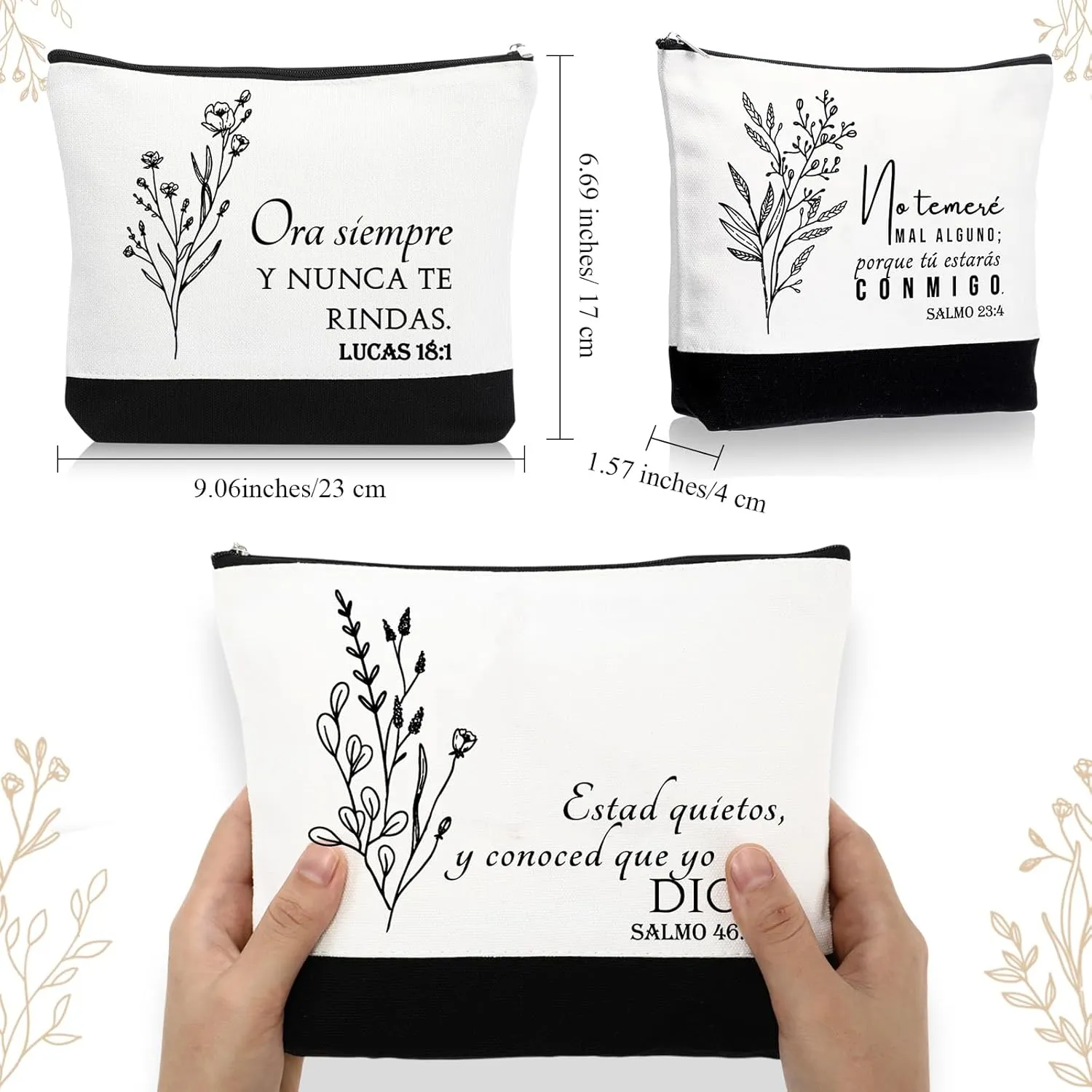 10Pcs Christian Gifts for Women Religious Cosmetic Bags Inspirational Bible Verse Pencil Pouch Canvas Makeup Bags Bulk with Zipper for Mother Sister Church Favors