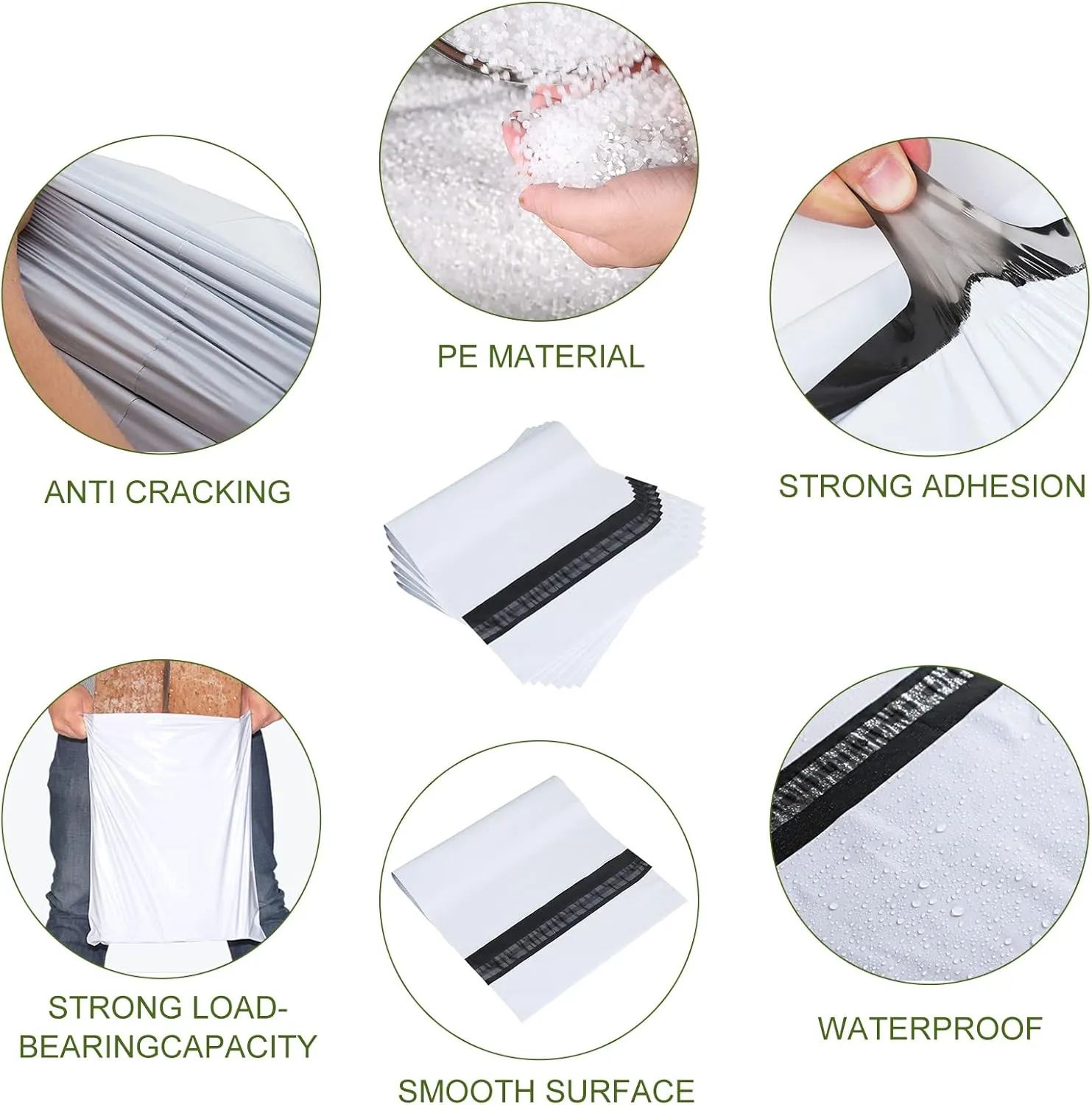 12x15.5-inch Poly Mailers Envelopes Bags, 2.5 Mil White Shipping Bags (500 Bags)