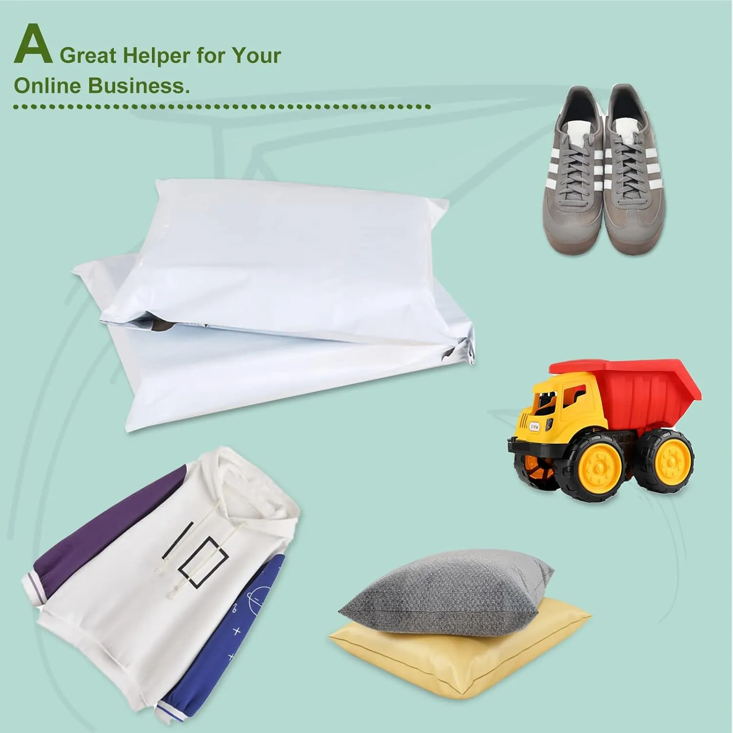 12x15.5-inch Poly Mailers Envelopes Bags, 2.5 Mil White Shipping Bags (500 Bags)