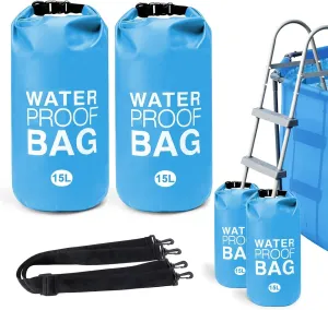 15L Pool Ladder Weights – 2 Pack No-Break Heavy-Duty Pool Step Weights,Sand Bags for Above-Ground Pools,Durable Nylon with Handle,Easy & Quick Fill for Secure Pool Stairs (Blue)