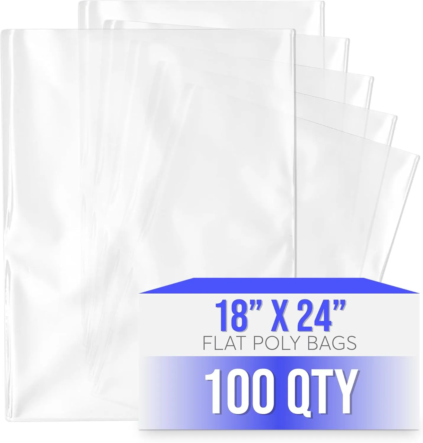 18" x 24", 1 Mil LDPE Clear Poly Bags, Pack of 100