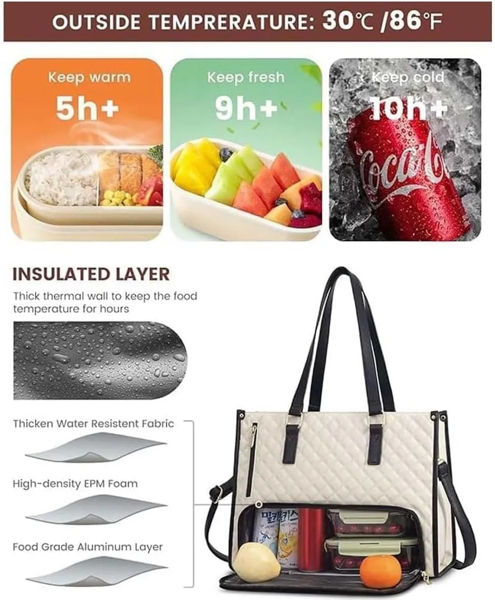 2 In 1 Tote Bag Lunch Bag Combo, Lunch Tote Bags for Women with Lunch Compartment, The Ultimate 2-in-1 Tote Bags (Burgundy)