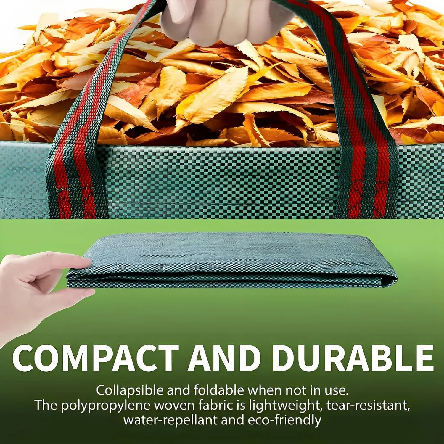 2-Pack 132 Gallons Reusable Heavy Duty Yard Waste Bags with Coated Gloves – Durable Weed Bag for Garden Leaves and Waste Collection, Lightweight Portable Yard Trash Bag