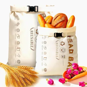 2 Pack Reusable Bread Bags for Homemade Sourdough Bread, Removable Cotton Beeswax Bags for Fresh Keeping, XL Food Storage Bag for Freezer, Good Smell, Extra Large and Easy to Clean