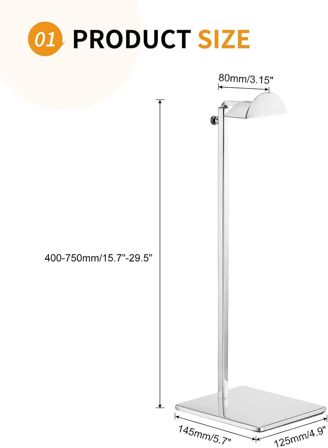 2 Pack - Stainless Steel Purse Display Stand, 400-750mm Adjustable Height Hanging Handbag Rack Appropriate for Boutique Store, Silver