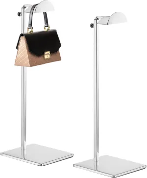 2 Pack - Stainless Steel Purse Display Stand, 400-750mm Adjustable Height Hanging Handbag Rack Appropriate for Boutique Store, Silver