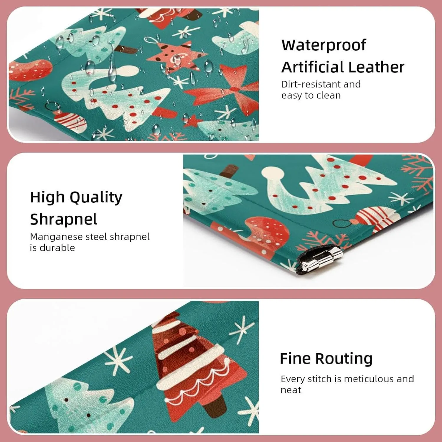 2 Pcs Faux Leather Pocket Box, Small Storage Bags for Purses, Self-Closing Pouches for Purse, Lipstick Cosmetic Accessories Organizer, Christmas Cartoon Lovely Santa Claus Elk