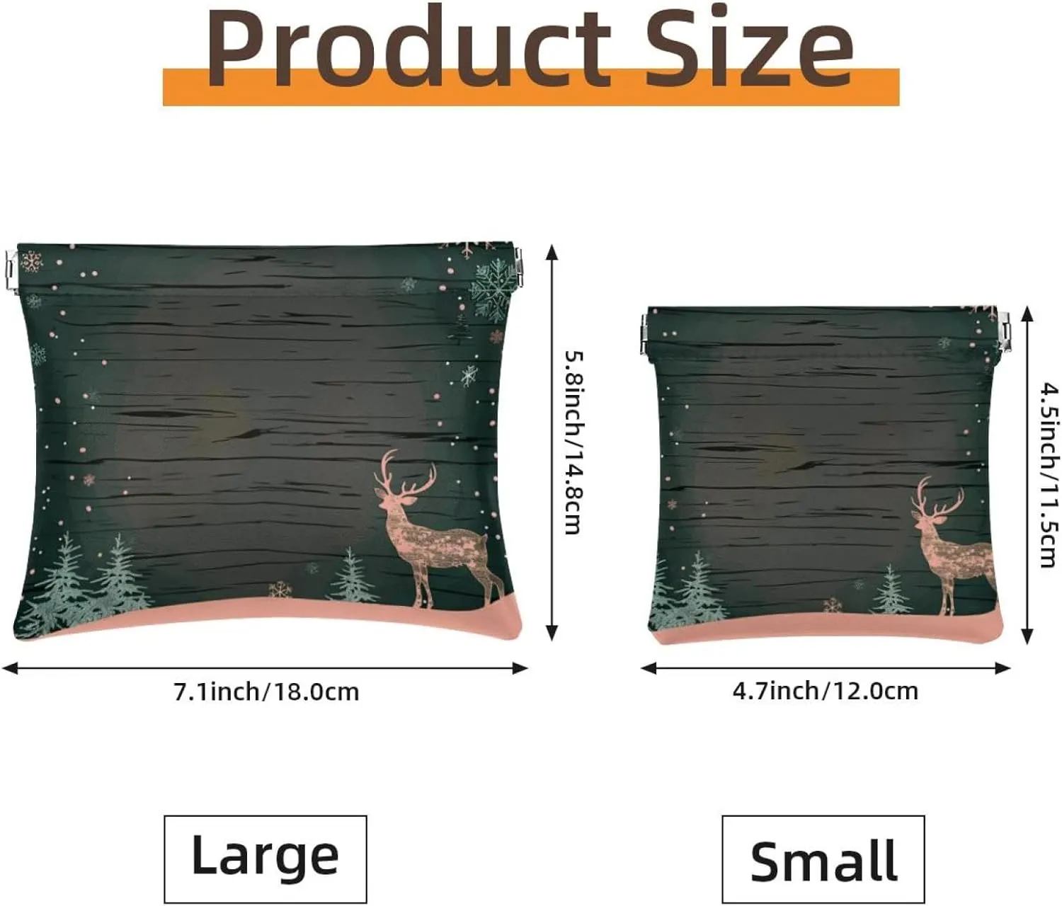 2 Pcs Faux Leather Pocket Cosmetic Bag, Small Storage Bags for Purses, Waterproof Mini Bag Purse, Multi-functional Shrapnel Storage Bag, Christmas Elk