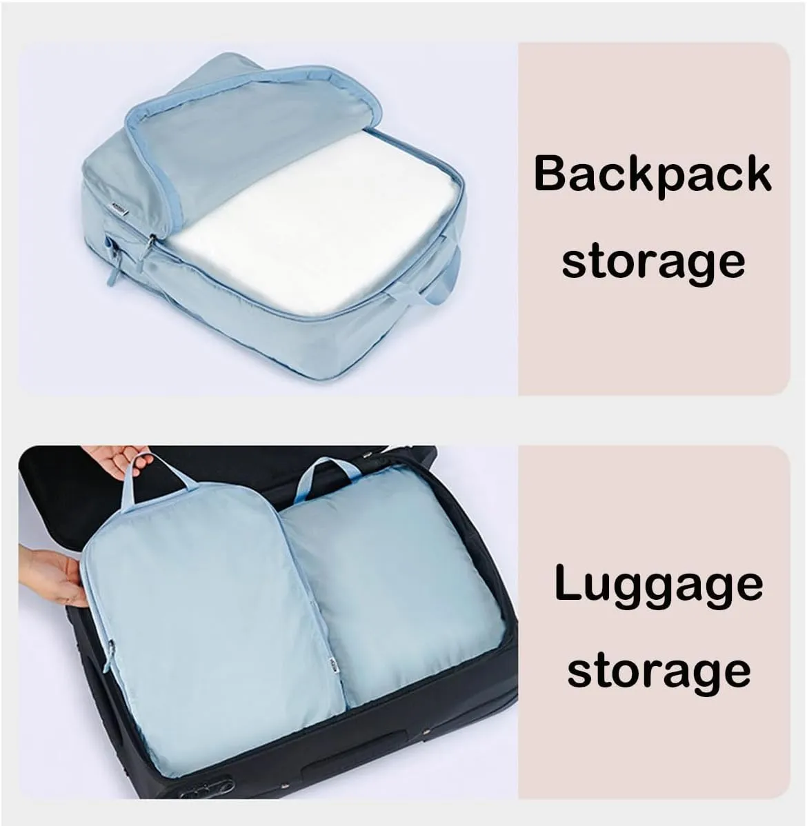 2 Pieces Set Pack Cube Luggage Pack Organizer Travel Accessories Travel Clothes Storage Bag, Organizing Bag, Separate Bag, Clothes Travel Bag (Beige)