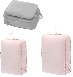 2 Pieces Set Pack Cube Luggage Pack Organizer Travel Accessories Travel Clothes Storage Bag, Organizing Bag, Separate Bag, Clothes Travel Bag (Grey)