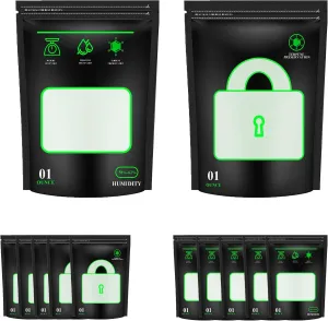 20 pcs 1 oz Storage Terp Bags 58%-62% RH 2-Way Humidity Control Bags,Reusable Heat Sealable Bags for Curing & Food Storage, 1 Ounce Humidity bags (20)