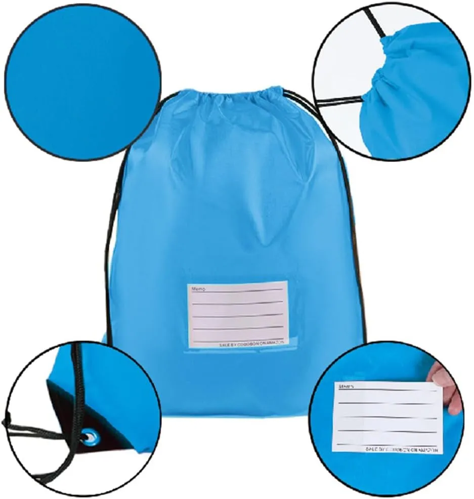 20 Pcs Drawstring Bags,Bulk Draw String Backpack, Cinch Bag Sackpack for Travel Gym Sport, Sky Blue