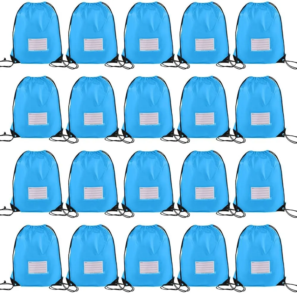 20 Pcs Drawstring Bags,Bulk Draw String Backpack, Cinch Bag Sackpack for Travel Gym Sport, Sky Blue