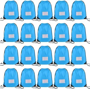 20 Pcs Drawstring Bags,Bulk Draw String Backpack, Cinch Bag Sackpack for Travel Gym Sport, Sky Blue