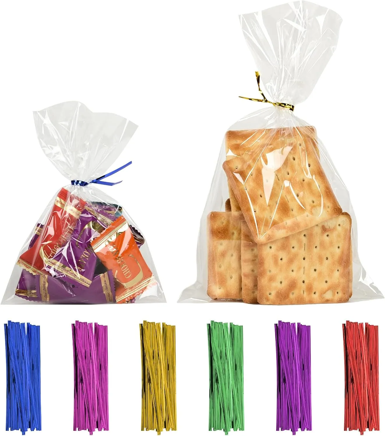 200-Pack Clear Cellophane Bags for Cookies, Candies, Snacks & Party Favors with Self-Tie Closure - 5x7 Inches for Gift Packaging and Treats