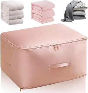 2025 Ultra Space Saving Self Compression Organizer, Portable Heavy Duty Moving Tote Comforter Storage Bag, Upgrade Quilt Compression Storage Bag Packaging Cube Bedding Storage Bag (Pink, X-Large)