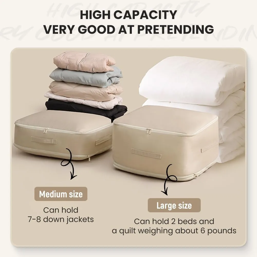 2025 Ultra Space Saving Self Compression Organizer, Portable Heavy Duty Moving Tote Comforter Storage Bag, Upgrade Quilt Compression Storage Bag Packaging Cube Bedding Storage Bag (Pink, X-Large)