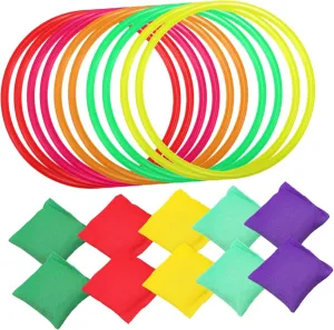 20Pcs Set Toss Bean Bag Set Fun Ring Toss Game for Outdoor Activities Party Supplies Durable Lightweight for Family Gatherings Backyard Games Events Random Color