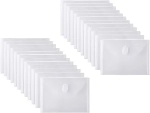 24 Pack Clear Die & Stamp Storage Bag Transparent Plastic Folders for Cutting Dies Stencil Embossing Crafts for DIY Scrapbooking Paper Card Craft Organizer Holder