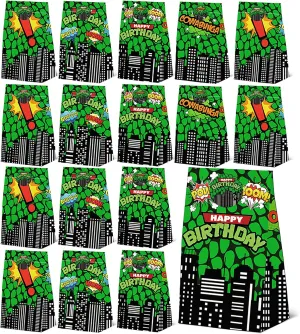 24pcs Super Turtle Hero Party Favors Bags with Hero Theme Stickers,Hero Theme Goodie Bags Hero Party Favor Treat Bags for Turtle Theme Birthday Party Decorations