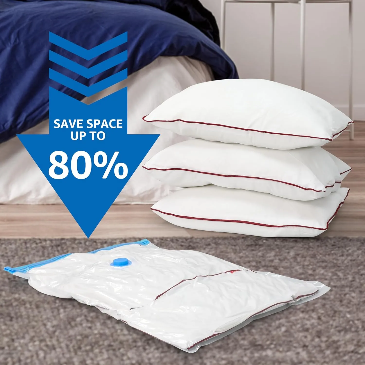 25 Combo Vacuum Seal Bags (5 Jumbo/5 Large/5 Medium/5 Small/5 Roll M) with Hand Pump, Vacuum Storage Bags, Space Saver Bags for Comforters, Blankets, Bedding, Pillows, Clothes