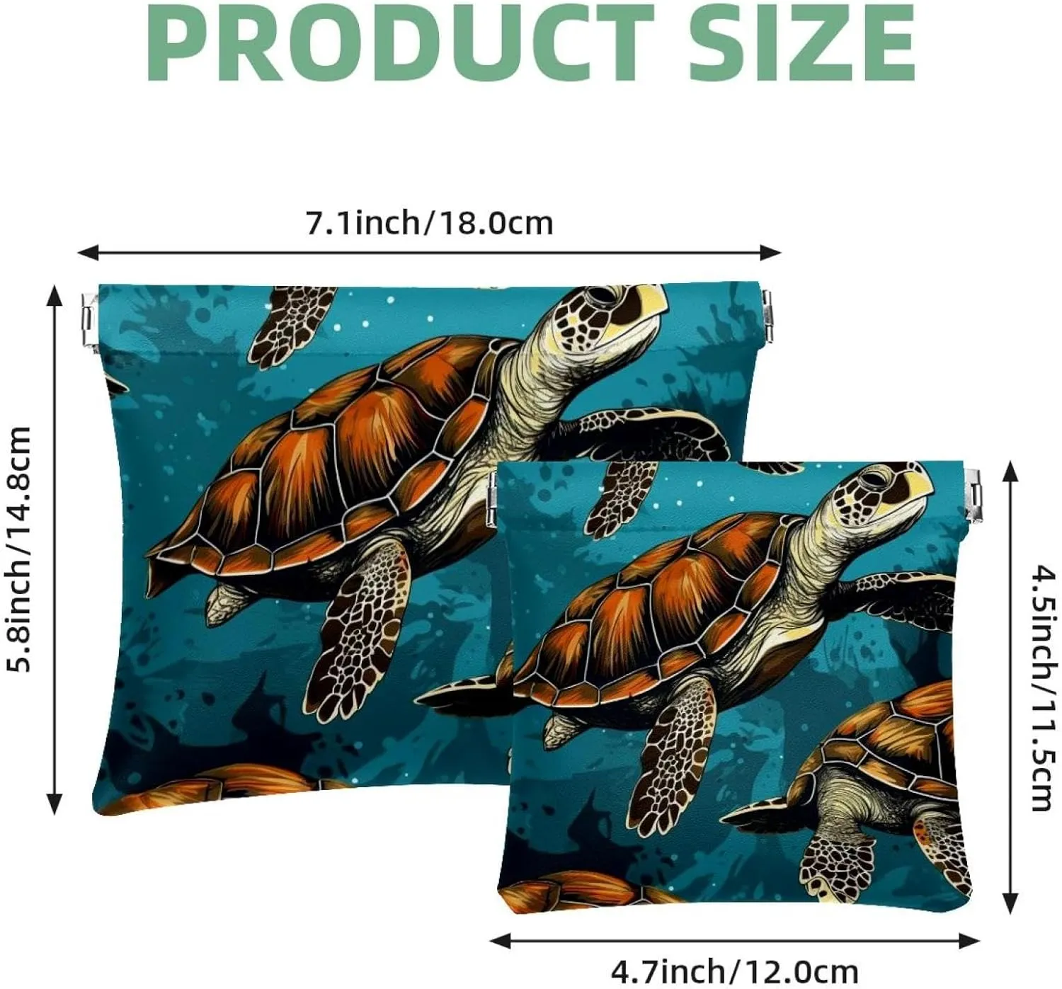 2Pcs Shrapnel Pouch for Purse, Crowds of Sea Turtles-361 Waterproof Makeup Bag, Portable Pouch for Women Gifts