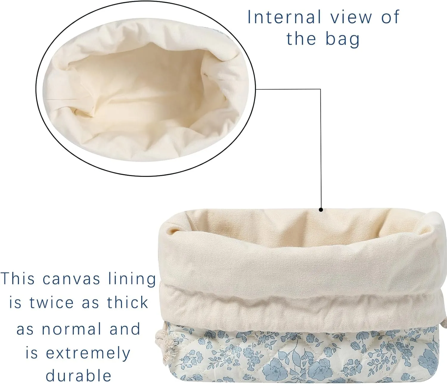 2Pcs Small Cotton Quilted Makeup Bag Set, Cute Coquette Drawstring Cosmetic Bag with Canvas Lining, Aesthetic Travel Organized Toiletry Bags for Purse (04White Pink)