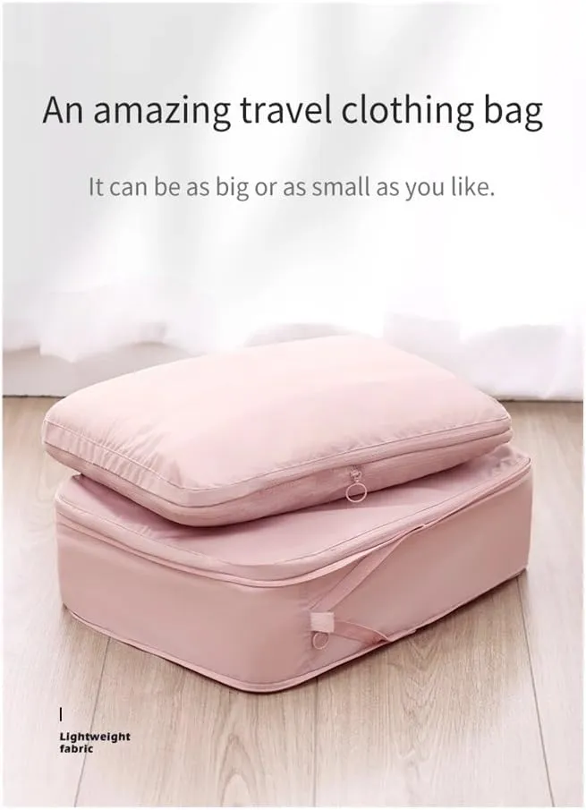 2pcs Travel Compression Packing Cubes Bag Portable Suitcase Clothes Organizers Waterproof Luggage Storage Cases Drawer Bags(Blue,M36x26x10cm)