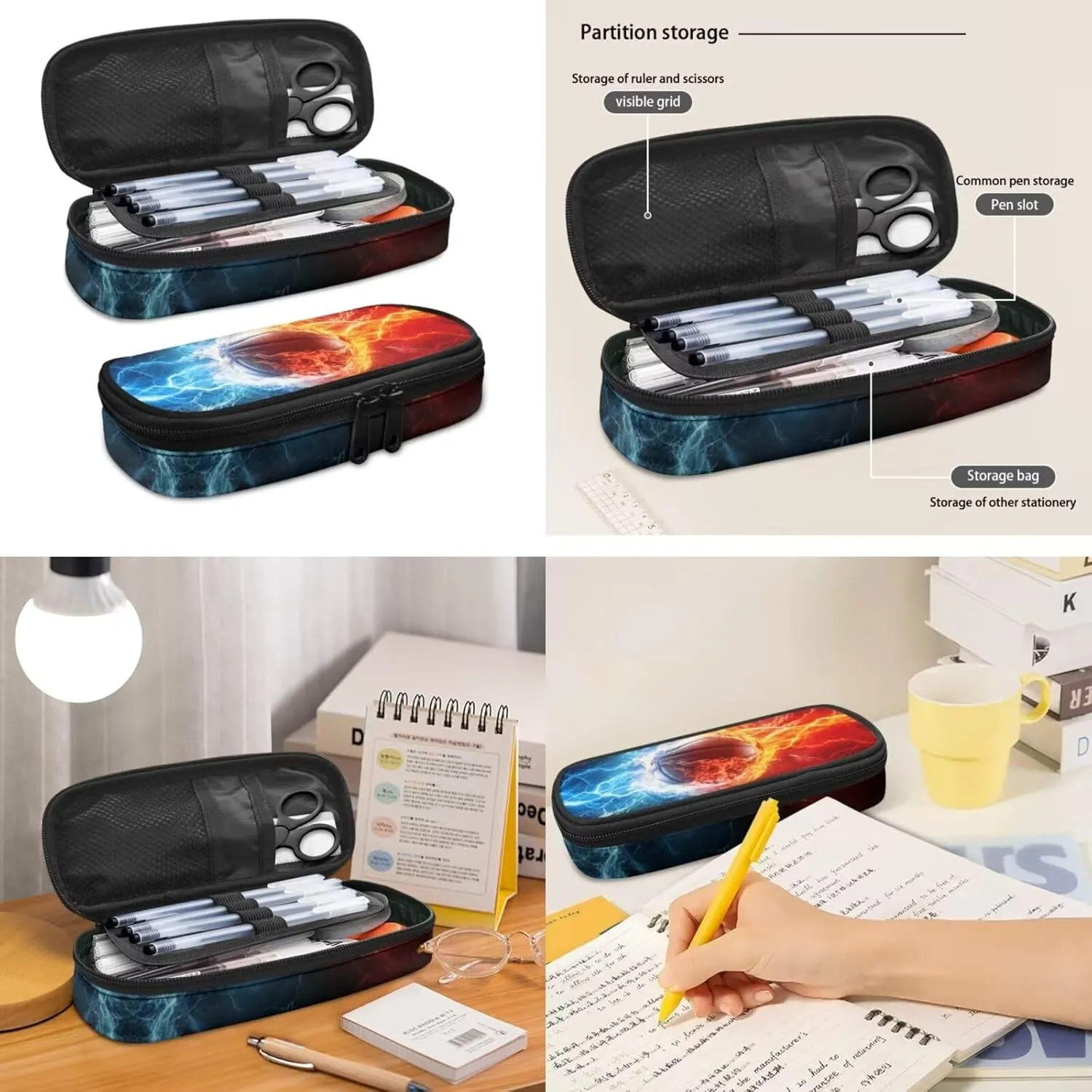 3 Pieces Basketball Print Backpack for Boys, School Student Personalized, with Lunch Box Pencil Bags Black Schoolbag for Kids