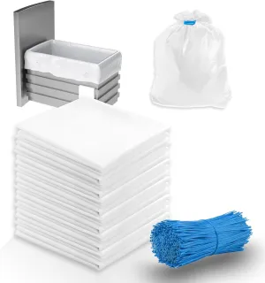 30-pack Trash Compactor Bags with Pre-punched Holes for Attaching, 2.6 mils Heavy Duty Trash Compactor Bags, Fits 15-inch Rectangular Drawer Compactors, Twist Ties Included, White