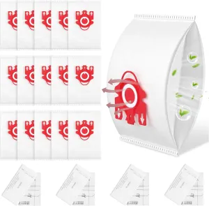3D Airclean FJM Vacuum Cleaner Bags Compatible with Miele FJM Vacuum Cleaner, Compact C1, Compact C2, Complete C1, S241, S290, S300i, S500, S700, S4, S6 Series, Replaces Part 10123220, 16 Pack