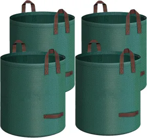 4 Pack 137 Gallons Reusable Yard Waste Bags, Heavy Duty with Double Bottom Layer & 4 Reinforced Handles, Extra Large Leaf Lawn and Garden Waste Bags for Debris, Grass Clipping