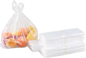 400 Counts T-Shirt Shopping Bags with Handles, Plastic Carryout Grocery Bags, Clear
