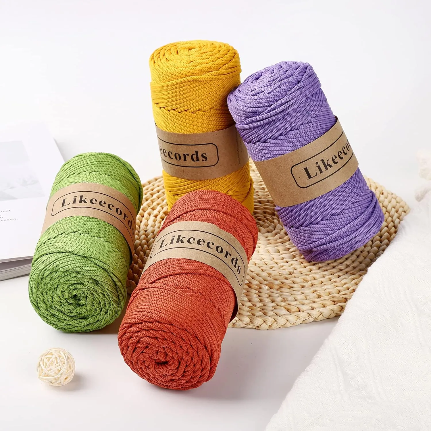 4mm Polyester Braided Macrame Cord 140Yards /426Feet,Elastic Yarn for Crocheting Bag Cord for DIY Crafts,Plant Hangers, Bag, and Home Decorations (Gray)