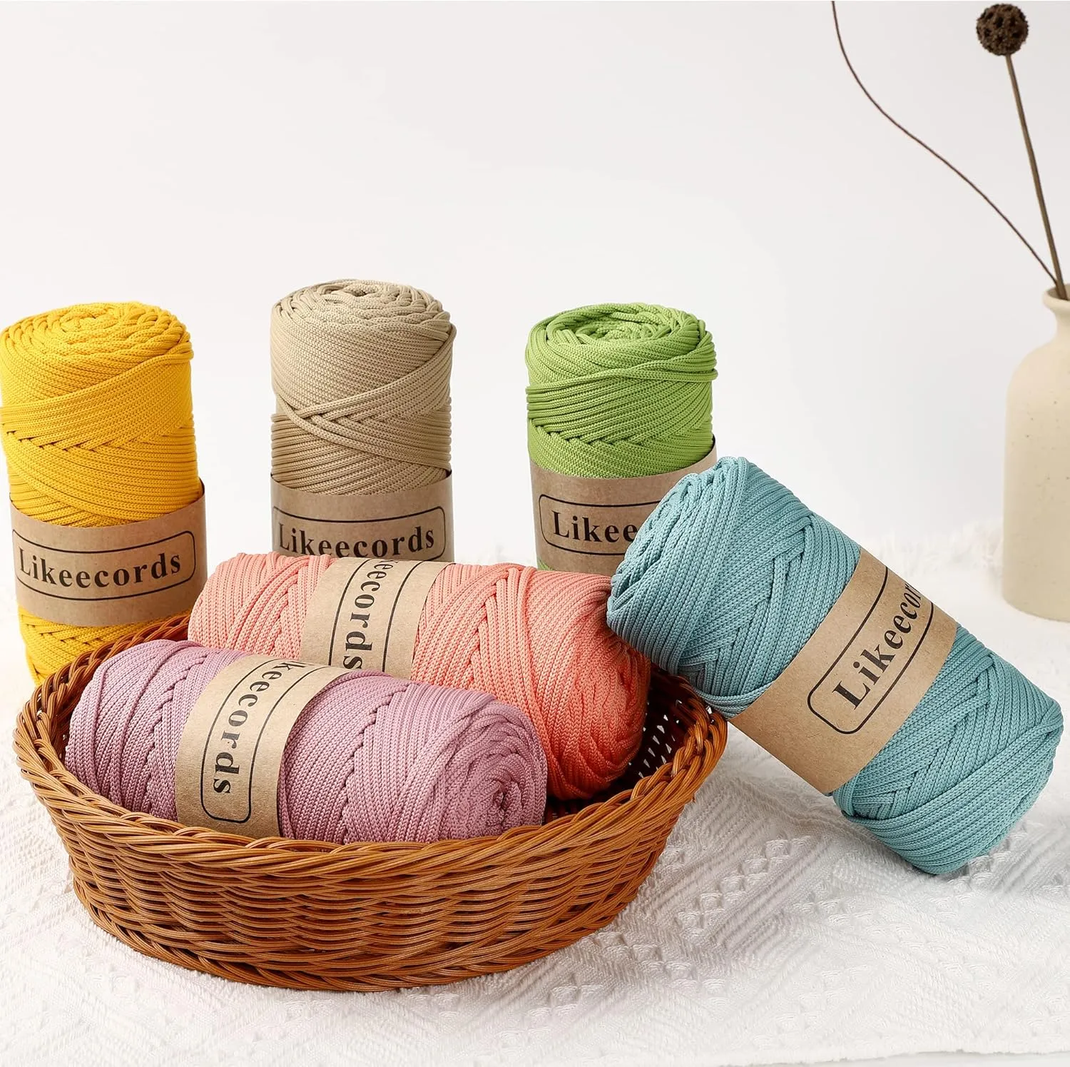 4mm Polyester Braided Macrame Cord 140Yards /426Feet,Elastic Yarn for Crocheting Bag Cord for DIY Crafts,Plant Hangers, Bag, and Home Decorations (Gray)