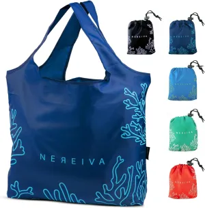5 Pack Foldable Grocery Bags into Tiny Pouch - Large Capacity Multi-Color, Great for Travel, Durable, Washable Packable Shopping Bag, Comes with a carry pouch, Lightweight