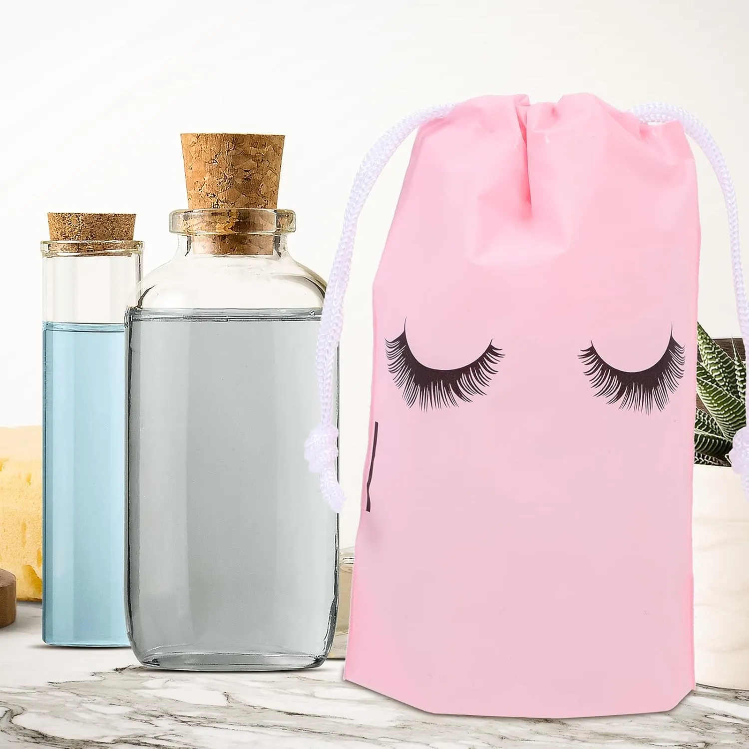 50pcs Eyelashes Aftercare Bags Lash Bags Plastic Care Cosmetic Portable Eyelash Makeup Supplies Lash Shampoo for Women Girls